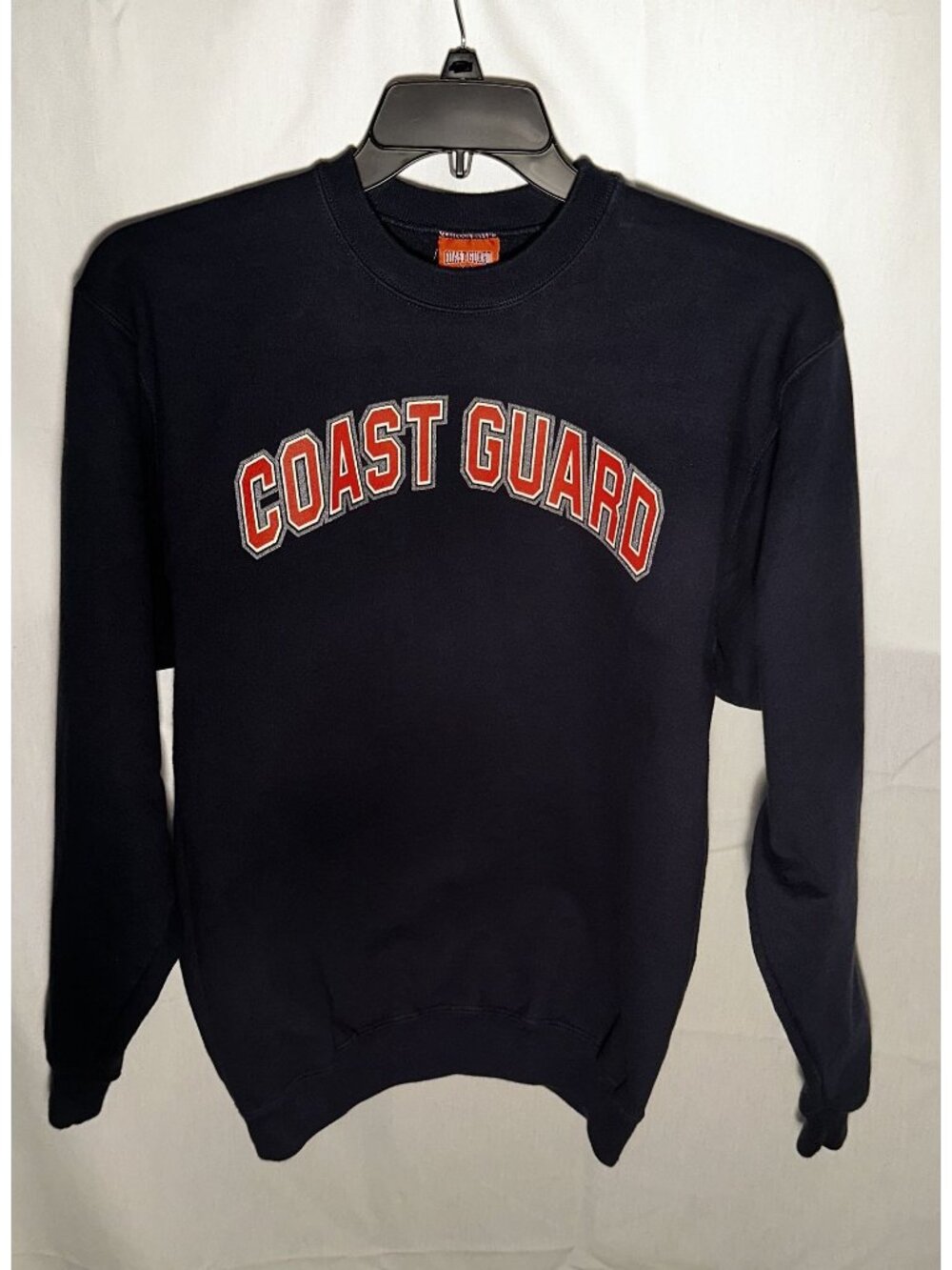 Vintage US Coast Guard Sweatshirt Size S Pullover Crewneck Graphic 2-Sided Patch